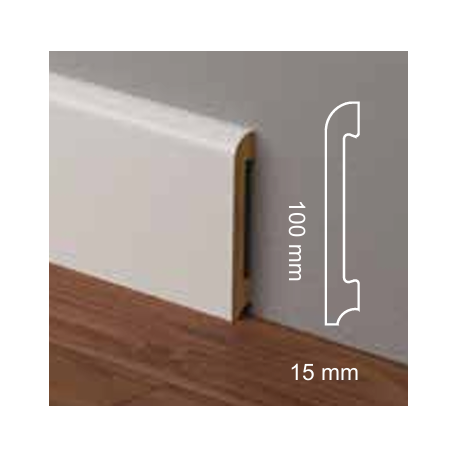 Battiscopa bianco ral 9016 bordo tondo 10 cm resistente e impermeabile sepssore mm 15