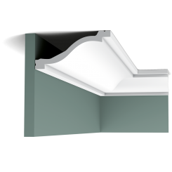 Profilo cornice angolare veletta abbastanza piatta, cm 13,5 x 6,4 bianco da verniciare diagonale cm 14,5