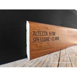 Battiscopa Iroko cm 8 impiallacciato bordo tondo spessore mm 13 verniciato