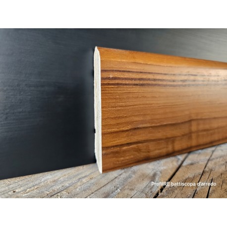 Battiscopa zoccolino Teak impiallacciato bordo tondo alto 8 cm e spessore mm 13