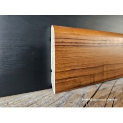 Battiscopa zoccolino Teak impiallacciato bordo tondo alto 8 cm e spessore mm 10